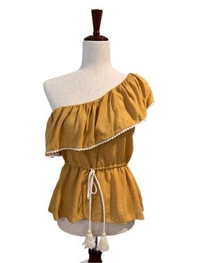 Zara ⭐️ VGUC Cotton Blend One Shoulder Top Size Small